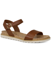 Sun + Stone Mattie Womens Faux Leather Open Toe Flats In Cognac