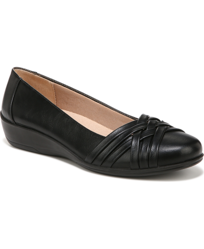 Lifestride Incredible Slip-on Flats In Black Faux Leather