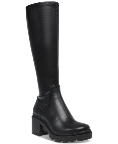 Steve Madden Women's Aberdeen Block Heel Riding Boots In Black