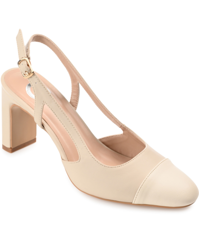 Journee Collection Women's Reignn Cap Toe Slingback Pumps In Taupe