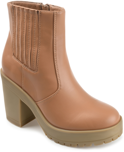 Journee Collection Women's Riplee Platform Bootie Women's Shoes In Tan