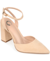 JOURNEE COLLECTION WOMEN'S TYYRA ANKLE STRAP POINTED TOE BLOCK HEEL PUMPS