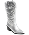 Journee Collection Women's Chantry Mid Shaft Western Boots In Silver