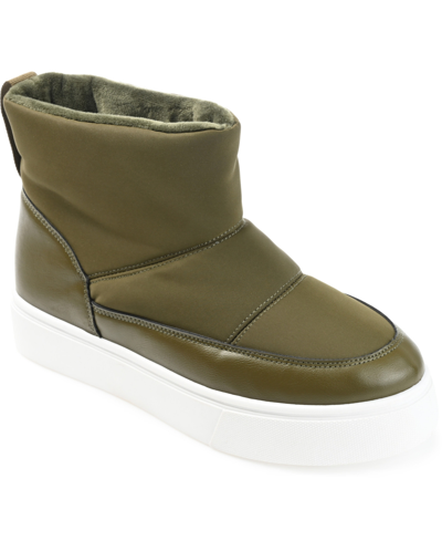Journee Collection Women's Sethie Platform Cold Weather Puffer Booties In Green