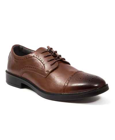 Deer Stags Men's Gramercy Memory Foam Water Repellant Classic Dress Casual Lace-up Oxford Shoes In Brown