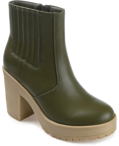 Journee Collection Women's Riplee Platform Lug Sole Booties In Green