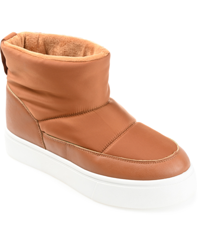 Journee Collection Women's Sethie Platform Cold Weather Puffer Booties In Rust