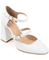 Journee Collection Womens Isadorah Mary Jane Mid Block Heel Square Toe Pumps In White