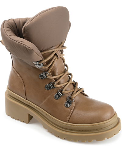 Journee Collection Women's Irrah Combat Boots In Taupe
