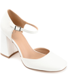 Journee Collection Women's Hesster Block Heel Ankle Strap Pumps In White