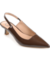 Journee Collection Women's Paulina Kitten Heel Slingback Pumps In Patent/brown