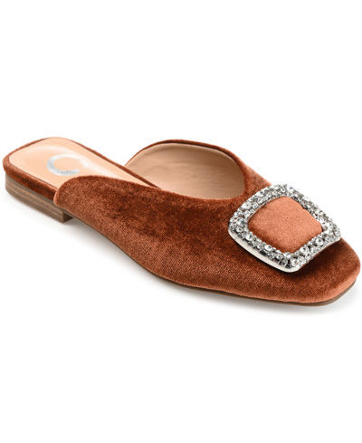 Journee Collection Women's Sonnia Velvet Mules In Brown