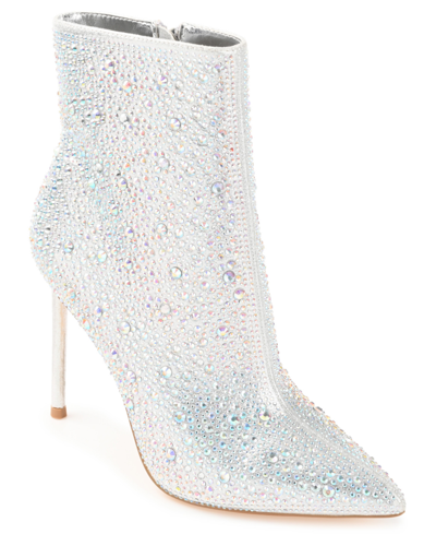 Journee Collection Women's Alexis Rhinestone Stiletto Dress Booties In White