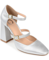Journee Collection Womens Isadorah Mary Jane Mid Block Heel Square Toe Pumps In Silver