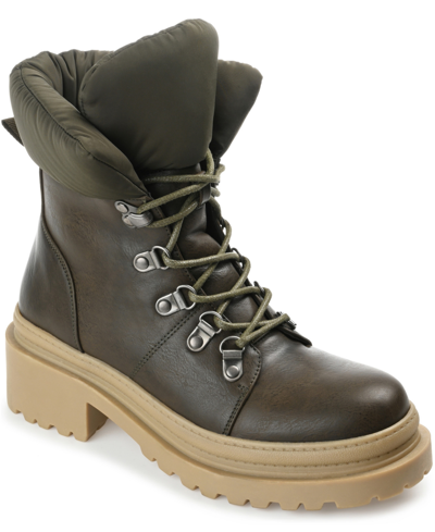 Journee Collection Women's Irrah Combat Boot Women's Shoes In Green
