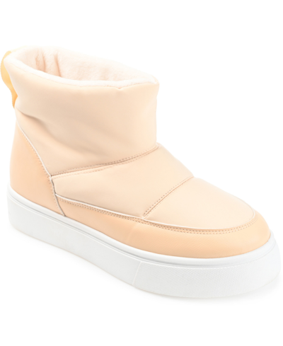 Journee Collection Women's Sethie Platform Cold Weather Puffer Booties In Ivory