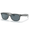 Ray Ban Unisex New Wayfarer Classic 55 Polarized Low Bridge Fit Sunglasses, Rb2132f55-p In Transparent Gray