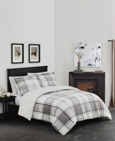 London Fog Plaid Comforter Set Collection In Gray
