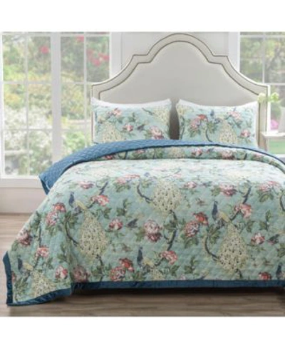Greenland Home Fashions Pavona Quilt Sets In Jade