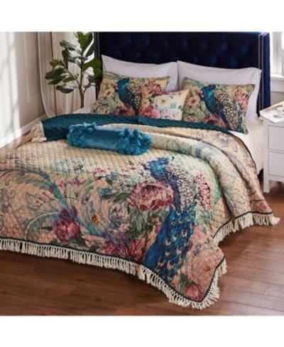 Greenland Home Fashions Eden Peacock Quilt Sets In Ecru