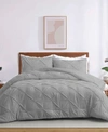 Unikome 3 Piece Pinch Pleated Down Alternative Comforter Set Collection In Blue