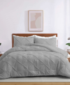 Unikome 3 Piece Pinch Pleated Down Alternative Comforter Set Collection In Dark Gray