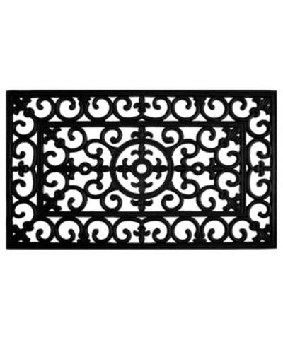 Home & More Home More Fleur De Lis Rubber Doormat Collection Bedding In Black