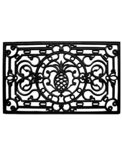 Home & More Home More Pineapple Heritage Rubber Doormat Collection Bedding In Black