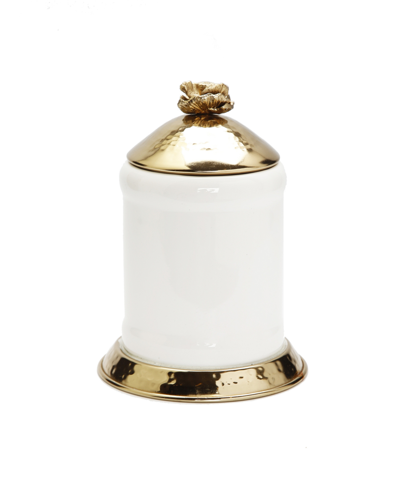 Classic Touch Glass Canister Hammered Lid And Base Flower Knob Set, 2 Piece In Multi