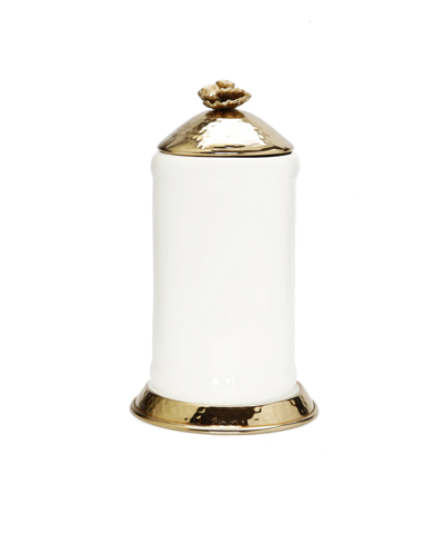 Classic Touch Glass Canister Hammered Lid And Base Flower Knob Set, 2 Piece In Multi