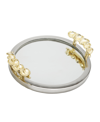 Classic Touch Mirror Tray Border Leaf Design On Handle, 16" X 2" In Silver And Gold