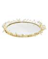 CLASSIC TOUCH DECORATIVE ROUND MIRROR TRAY WITH DESIGN BORDER, 13" X 2"