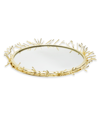 Classic Touch Decorative Round Mirror Tray With Design Border, 16.5" X 3" In Gold-tone