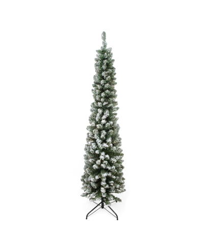 Northlight 6' Flocked Traditional Green Pine Pencil Artificial Christmas Tree