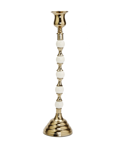 Classic Touch Candle Holder And Beaded Stem, 5" X 12" In Gold-tone