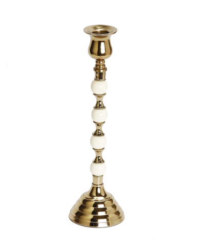 Classic Touch Candle Holder And Beaded Stem, 5" X 10" In Yellow