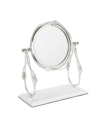 Classic Touch Table Mirror With Leaf Design Border And Marble Base, 4" X 14" In Silver-tone
