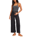 Billabong Free Fall Stretch Crop Wide Leg Jeans In Black
