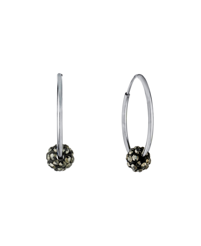 Giani Bernini Crystal Ball Small Hoop Earrings, 0.82", Created For Macy's In Grey
