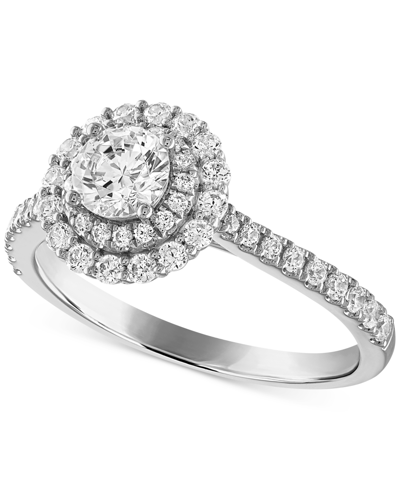Alethea Certified Diamond Halo Engagement Ring (1 Ct. T.w.) In 14k White Gold Featuring Diamonds With The De