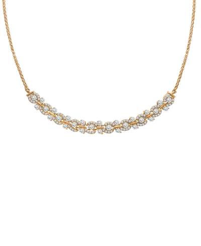 Wrapped In Love Diamond Swirl Curved Bar Statement Necklace (1 Ct. T.w.) In 14k Gold, 15-1/4" + 2" Extender, Created In Yellow Gold