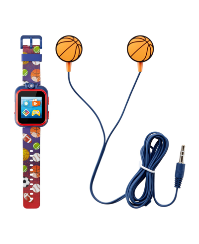 Playzoom Kid's Navy Sports Silicone Strap Touchscreen Smart Watch 42mm With Earbuds Gift Set