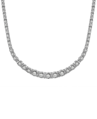 Wrapped In Love Diamond Graduated 17" Collar Necklace (1 Ct. T.w.) In Sterling Silver, Created For Macy's