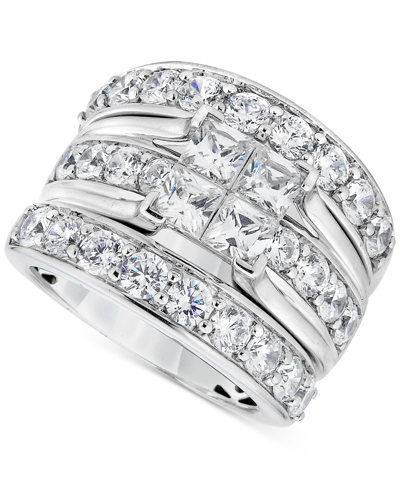 Macy's Diamond Princess & Round 3-pc Bridal Set (4 Ct. T.w.) In 14k White Gold