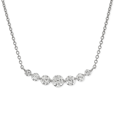Macy's Diamond Graduated Curve Bar 18" Collar Necklace (3/4 Ct. T.w.) In 14k White Gold