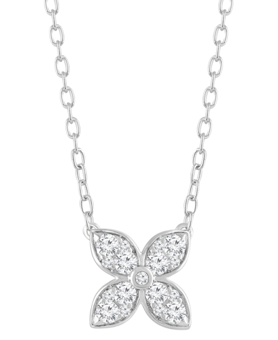 Forever Grown Diamonds Lab-created Diamond Flower 18" Pendant Necklace (3/8 Ct. T.w.) In Sterling Silver