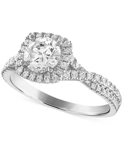 Alethea Certified Diamond Halo Engagement Ring (1-1/3 Ct. T.w.) In 14k White Gold Featuring Diamonds With Th