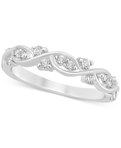 Macy's Diamond Swirl Band (3/8 Ct. T.w.) In 14k White, Yellow Or Rose Gold In White Gold