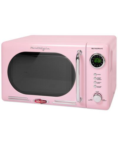 Nostalgia Nrmo7aq6a Retro 700-watt Led Microwave In Pink