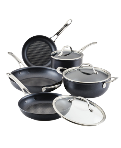 Anolon X Hybrid Nonstick Aluminum Nonstick Cookware Induction Pots And Pans Set, 10-piece, Super Dark Gray